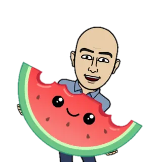 🍉 melancia, desenho animado, adesivo, comida, fruta, bitmoji telegram sticker
