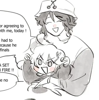 🩹 or agreeing to
with me, today!
had to
ecouse he
finals
A SET
■FIRE !!
e no animé, dessin animé, amitié, mignon telegram sticker
