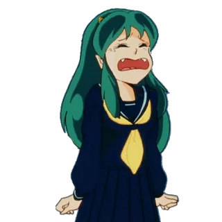 😭 Lum Urusei Yatsura anime, crying, sad, cartoon, female, character telegram sticker