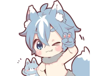 🌟 Anime, Furry, Chibi, Schattig, Wolf, Manga telegram sticker