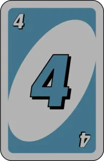 💙 uno, card, game, number, four whatsapp sticker