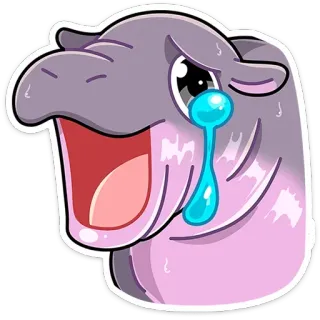 😢 하마, 울음, 슬픈, 동물, 귀여운 telegram sticker