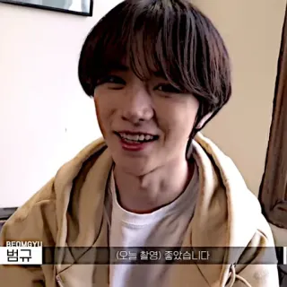 ❤️ Beomgyu 범규 (오늘 촬영) 좋았습니다 personne, homme, portrait, kpop, idol, souriant, Beomgyu whatsapp sticker