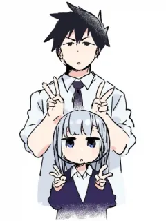 ✌️ Аниме, Манга, Знак мира, Каваий, Милый, Иллюстрация telegram sticker