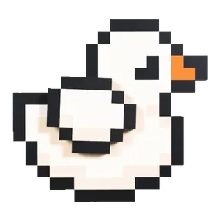 😀 canard, pixel art, oiseau, animal, mignon, blanc, minimaliste whatsapp sticker