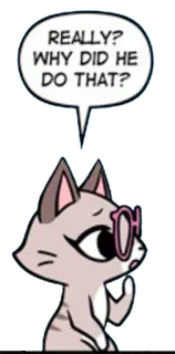 🤔 REALLY? WHY DID HE DO THAT? gato, pergunta, óculos, desenho animado telegram sticker