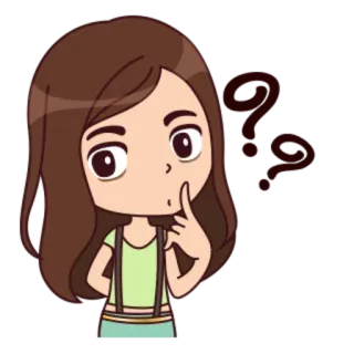 ❓ dibujos animados, pregunta, pensando, duda, chica, lindo, desconcertado whatsapp sticker