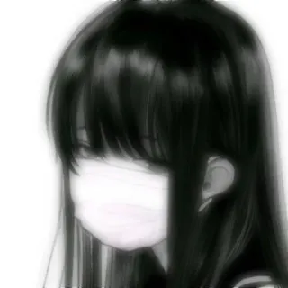 🖤 Anime, Garota, Máscara, Triste, Cabelo preto, Desfocado, Uniforme escolar telegram sticker