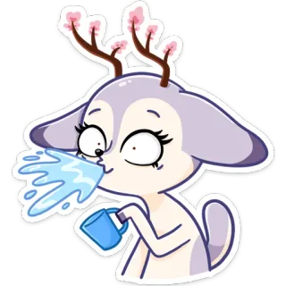 🤮 veado, animal, desenho animado, bebendo, engraçado, adesivo telegram sticker