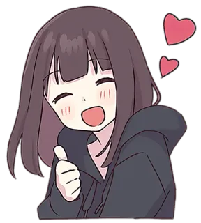 👍 anime girl, cute, hearts, thumbs up, cartoon, happy, kawaii telegram sticker