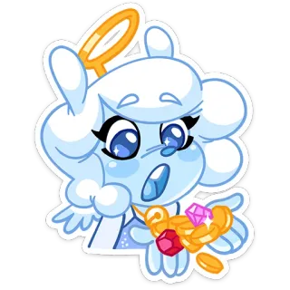 💰 thiên thần, dễ thương, lấp lánh, trang sức, tiền xu, hoạt hình, trắng telegram sticker
