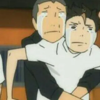🏐 anime, crying, sad, emotional, hug, friendship whatsapp sticker