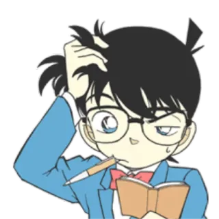 🤔 Conan Edogawa Detective Conan อนิเมะ, นักสืบ, โคนัน, คิด, มังงะ, การ์ตูน, ตัวละคร telegram sticker