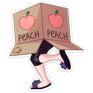 🍑 PEACH PEACH persik, kotak, kaki, kartun, buah, imut, stiker telegram sticker