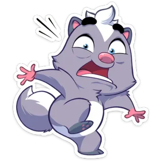 😱 Stinktier, Cartoon, Tier, geschockt, Angst, verängstigt, süß, Ausdruck telegram sticker