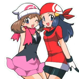 😉 May, Dawn Pokémon покемон, аниме, мультфильм, дружба, май, зоря, персонаж telegram sticker