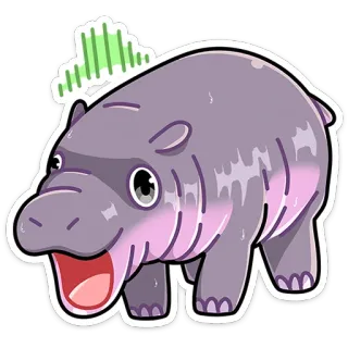 😮 hipopotam, kreskówka, zwierzę, słodki, ssak, kawaii telegram sticker