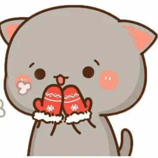 🐱 mignon, animal, dessin animé, chat, moufles, hiver telegram sticker