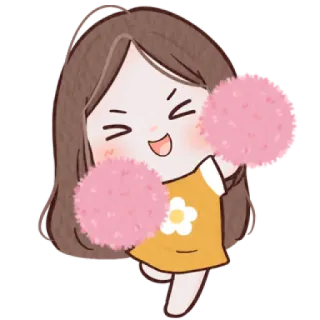 🐰 Pemandu sorak, Kartun, Gadis, Pom-pom, Ceria, Lucu telegram sticker