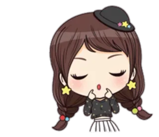 😌 Desenho animado, Menina, Fofo, Chapéu, Estrelas, Ilustração telegram sticker
