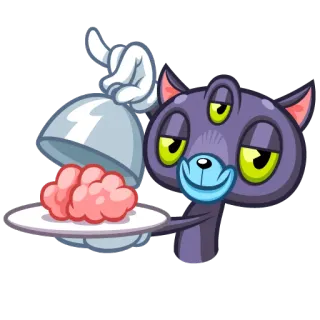 🤯 mèo, quái vật, đồ ăn, não, khay telegram sticker