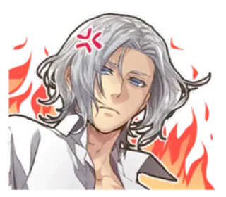 😠 злой, расстроенный, аниме, персонаж, иллюстрация, огонь, портрет telegram sticker
