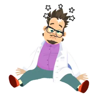 💫 卡通, 科学家, 头晕, 精疲力尽, 实验服, 星星 telegram sticker