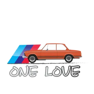 🚗 ONE LOVE samochód, vintage, klasyczny, bmw telegram sticker