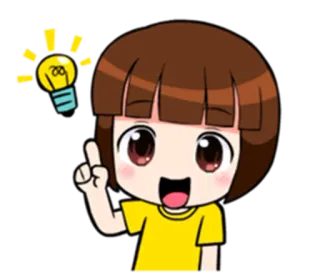 💡 kreskówka, pomysł, żarówka, dziewczyna, anime, słodkie, myślenie, inspiracja telegram sticker