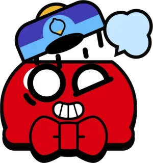😡 cartoon, face, head, red, winking, bow tie telegram sticker