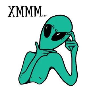 💬 XMMM... Alien, Ekstraterestrial, Berpikir, Penasaran, Bertanya whatsapp sticker