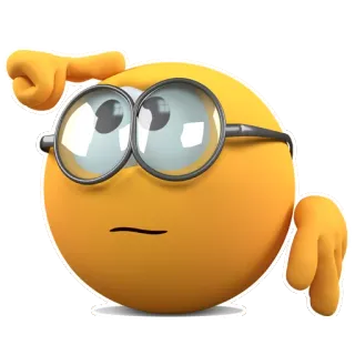 🤔 อิโมจิ, คิด, สับสน, คำถาม, แว่นตา telegram sticker