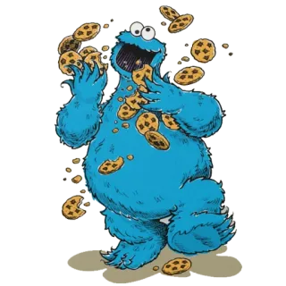 😊 Cookie Monster Sesame Street การ์ตูน, คุกกี้, อาหาร, เซซามีสตรีท, สัตว์ประหลาด, สีน้ำเงิน, น่ารัก telegram sticker