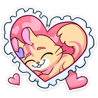 ❤ 猫, 心, 爱, 可爱, 动物, 贴纸 telegram sticker