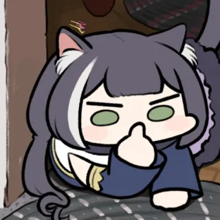 🖕 ragazza gatto, anime, dito medio, gesto offensivo, carino, adesivo telegram sticker