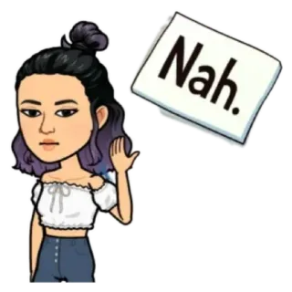 🔪 Nah. нет, отказ, bitmoji, аватар, махать, отклонение telegram sticker