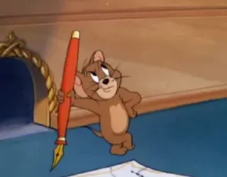 😐 Jerry Mouse Tom and Jerry мультфильм, мышь, письмо, ручка, милый whatsapp sticker