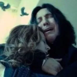 😭 Severus Snape Harry Potter nỗi buồn, buồn bã, ôm, nhân vật, tang telegram sticker