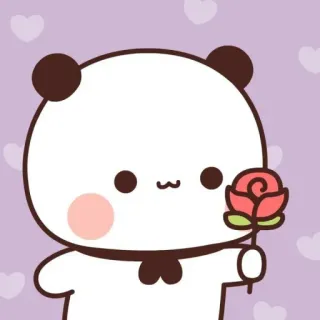 🦋 Panda, Süß, Kawaii, Blume, Rose, Cartoon, Tier telegram sticker