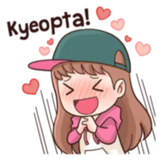 😘 Kyeopta! 可愛い, 女の子, ハート, 愛らしい whatsapp sticker