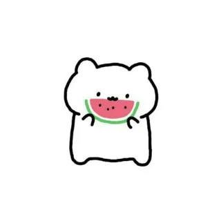 ⛲️ orso, anguria, kawaii, carino, cartone animato, cibo, animale telegram sticker