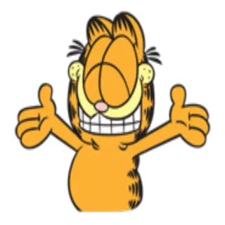 🤗 Garfield Garfield, kreskówka, kot, kciuk w górę, śmieszne, szczęśliwy telegram sticker