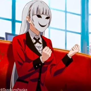 🥢 @YanderePacks anime, character, mask, red, white whatsapp sticker