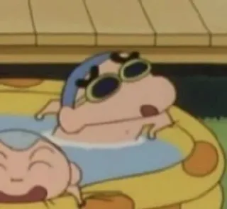 🍠 Shin-chan's father Crayon Shin-chan anime, kartun, ayah, renang, kacamata hitam telegram sticker
