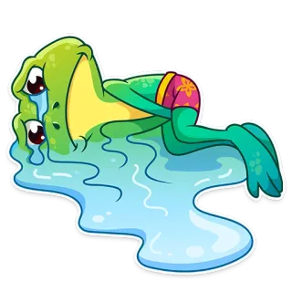 😭 frog, crying, sad, emotion, cartoon, water telegram sticker