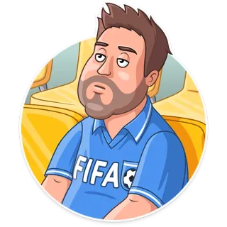 😐 FIFA foot, football, dessin animé, homme, ennuyé telegram sticker
