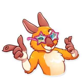 😏 kartun, kanguru, hewan, kacamata bintang, mengedipkan mata, menyenangkan, ceria whatsapp sticker
