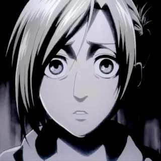 🧺 Annie Leonhart Attack on Titan Anime, Triste, Garota, Retrato, Ataque dos Titãs, Annie Leonhart, Emoção telegram sticker