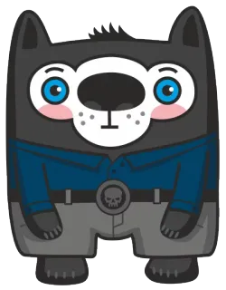 😳 desenho animado, lobo, personagem, animal, adesivo telegram sticker