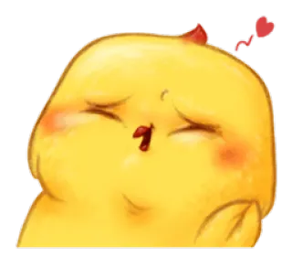 ❤ Huhn, süß, Tier, Emoji, gelb, Herz, kawaii, Cartoon telegram sticker